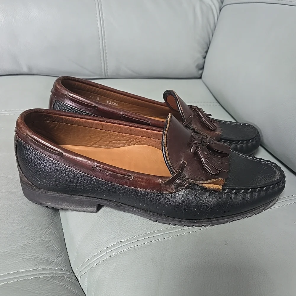 Allen Edmonds‎ Nashua Two-Tone Brown Black Tassel Loafers Shoes Men's US 11 B
